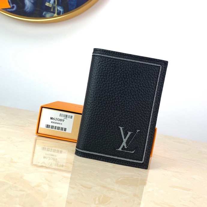 Louis Vuitton Pocket Organizer Aerogram Black For Men, Men's Wallet 4 ...