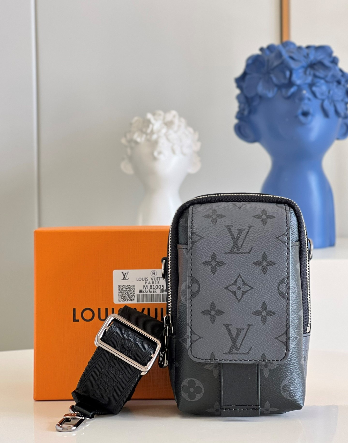 Louis Vuitton Double Phone Pouch Monogram Eclipse Reverse Canvas For ...