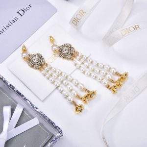 Dior Rose Stamen Earrings White For Women